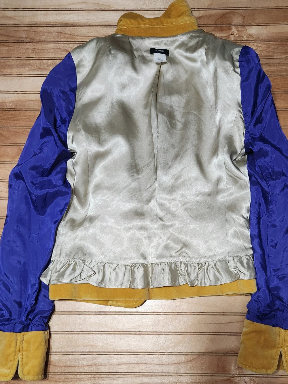 J.Crew Mustard Yellow Velvet Blazer Tailored Women Sz 4 Equestrian Old Money